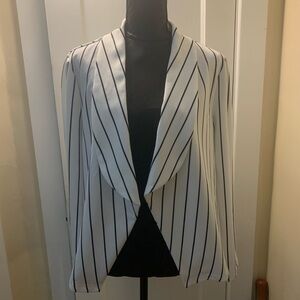 White and Black Striped Tailored Blazer